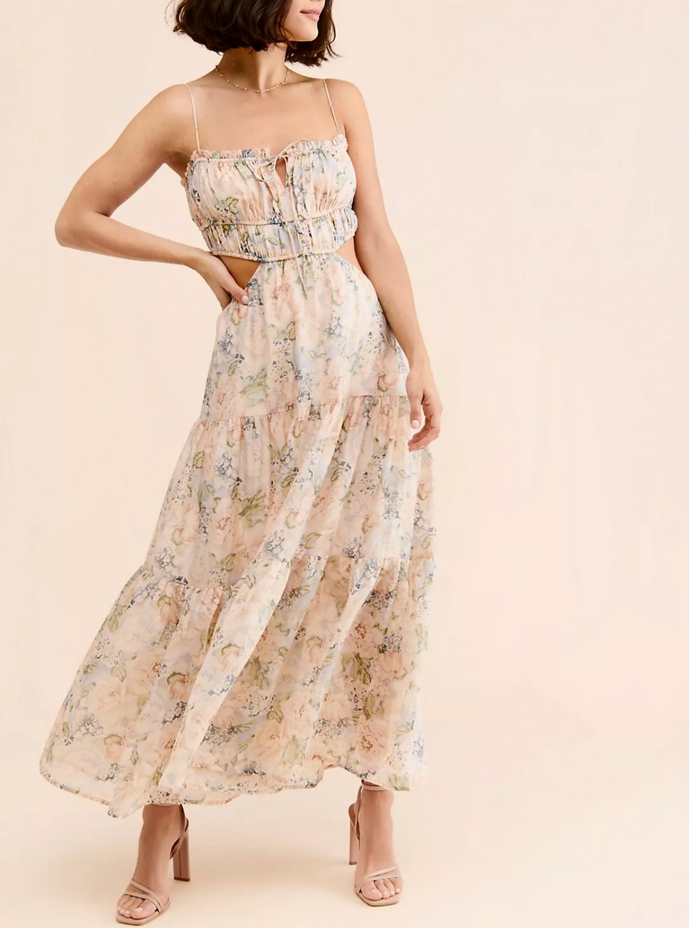 ASTR the Label Floral Odina Cut Out Maxi Dress, New